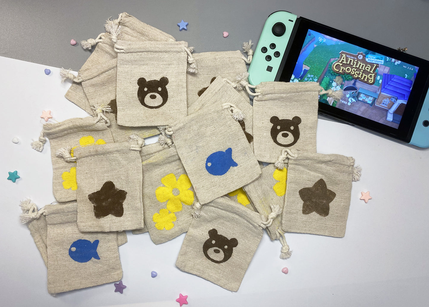 Animal Crossing Inspired Drawstring Bag