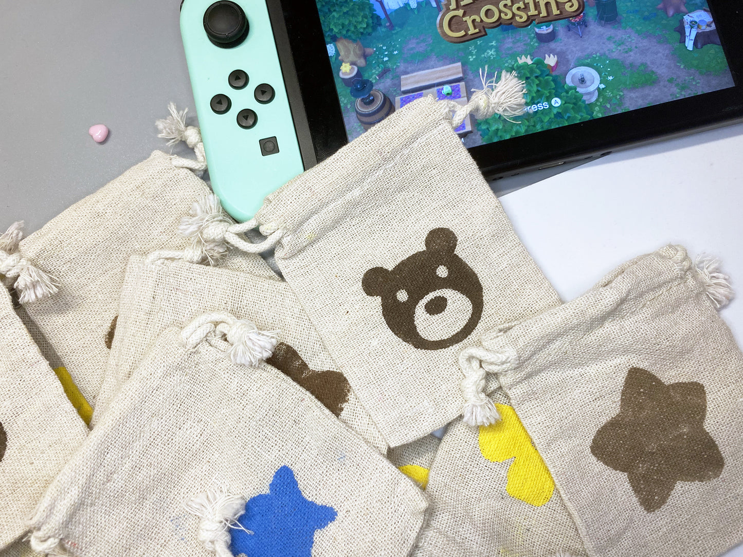 Animal Crossing Inspired Drawstring Bag
